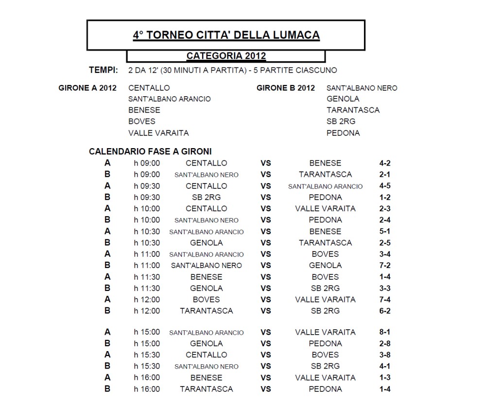 CALENDARIO 2012